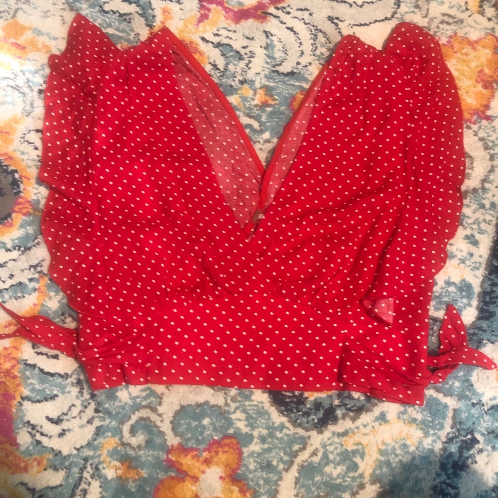 Free People Red Polka Dot Crop Top